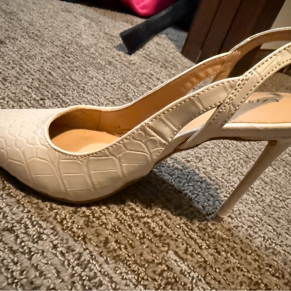 Express Cream Textured Slingback Heels